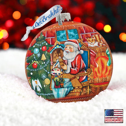 Nativity Workshop Ball Glass Ornament by G. DeBrekht - Christmas Santa Snowman Decor - 73614-1
