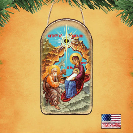 Orthodox Nativity Religious Christian Sacred Icon Ornament - Inspirational Icon Decor - 87052-1