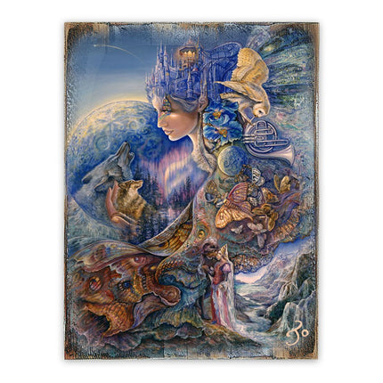 Once in a Blue Moon Fantasy Wooden Wall Art by Josephine Wall - Fantasy Decor - 852122-JW-1