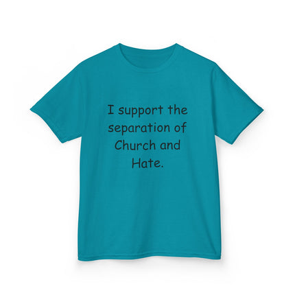 Kids Statement Tee – “Church and Hate” – Heavy Cotton Shirt