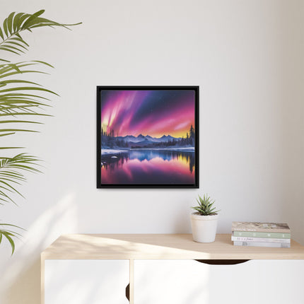 Framed Matte Canvas - Aurora Lake Landscape Wall Art