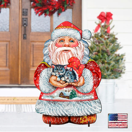 Holiday Kitten Santa Holiday Outdoor Yard Sign by G. DeBrekht - Christmas Decor - 8117808F-2