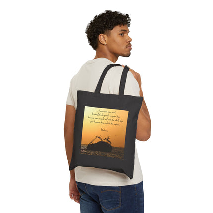 Canvas Tote – 'Be Careful Who You Let On Your Ship' Sinking Ship Sunset Quote Tote