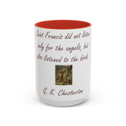 15oz Accent Ceramic Mug – Tribute to Saint Francis – Nature Lover Gift