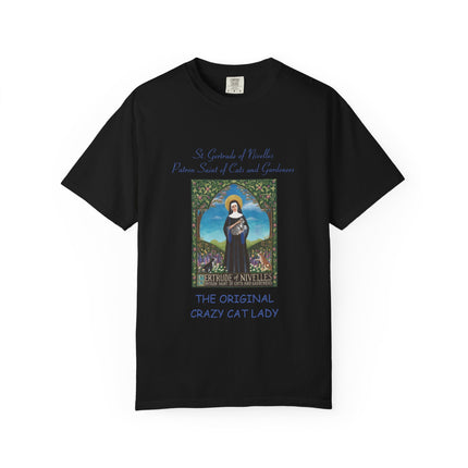 Unisex Crazy Cat Lady T-Shirt - Saint Gertrude of Nivelles Design