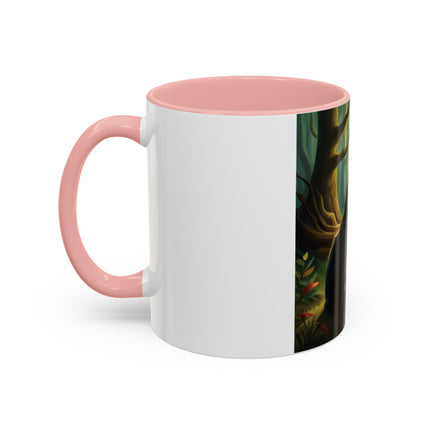 Enchanting Fairy & Cat Accent Mug – Fantasy Nature Design, 11oz