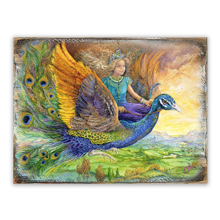 Peacock Princess Fantasy Wooden Wall Art by Josephine Wall - Fantasy Decor - 852138-JW-1