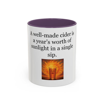 Cider Lover Accent Coffee Mug – "A well-made cider is a year’s worth of sunlight in a single sip" (11/15 oz)