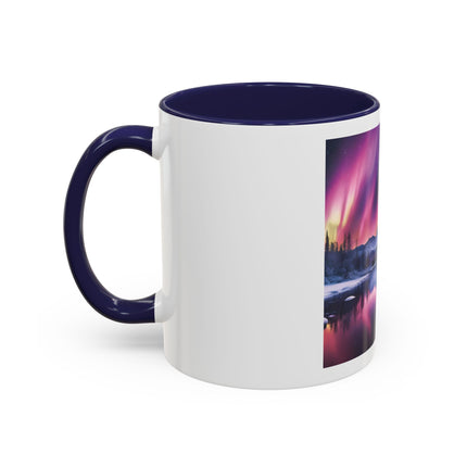 Aurora Lake Accent Coffee Mug — Northern Lights Landscape 11/15oz