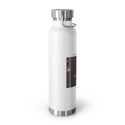 22oz Copper Vacuum Bottle — "Cacao doesn’t wake me up, it brings me home" Warm Rustic Coffee Thermos