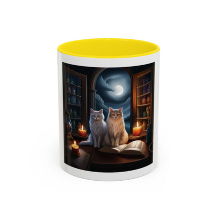 Moonlit Witch Cats Coffee Mug — Gothic Cat Magic Tea Cup (11/15oz)