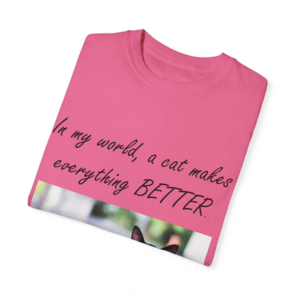 In My World Cat T-Shirt – Unisex Garment-Dyed Tee for Cat Lovers