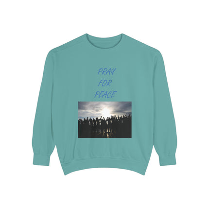Unisex Pray for Peace Sweatshirt - Garment-Dyed Cozy Wear for Hopeful Souls