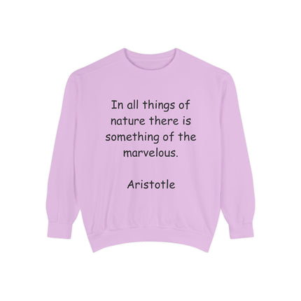Inspirational Sweatshirt with Quote by Aristotle - Unisex Garment-Dyed