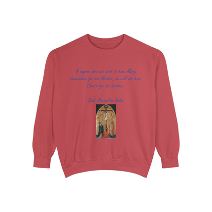 Saint Kolbe Marian Sweatshirt – Unisex Garment-Dyed Faith Wear