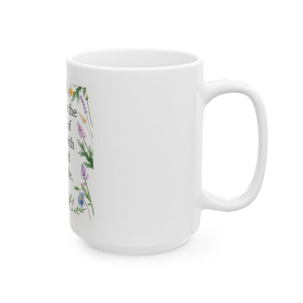Celebrate Spring Ceramic Mug — “Celebrate the return of spring with joy and gratitude” Floral 11oz/15oz
