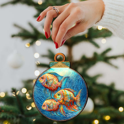 Beach Themed Ornaments - Rainbow Fish Wooden Ornaments by G.Debrekht Coastal Holiday Decor - 8688178-4