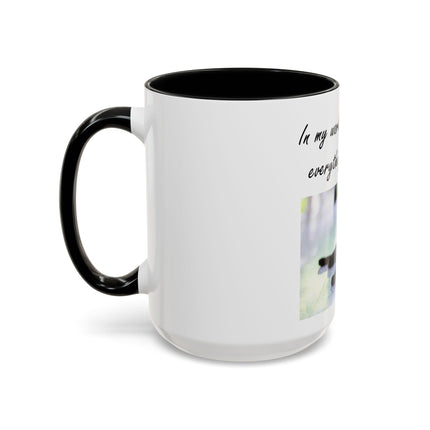 Cat Lover Accent Coffee Mug — "In my world, a cat makes everything BETTER" (11/15oz)