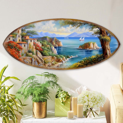 Coastal View Surfboard Coastal Wall Art by G. DeBrekht - Coastal Holiday Decor - 8490131HS-3