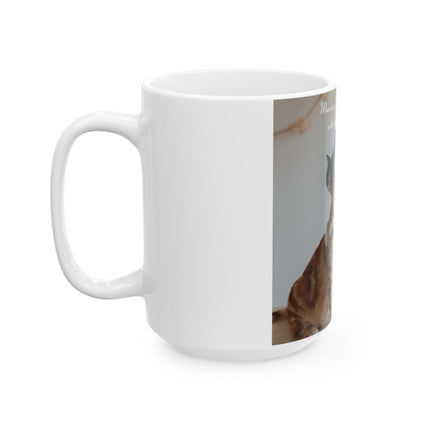 Cat Lovers Ceramic Mug – 15oz Cup with Sleepover Marriage Quote
