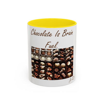 Chocolate Is Brain Fuel Accent Mug – 11oz – Sweet & Smart Gift