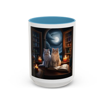 Moonlit Witch Cats Coffee Mug — Gothic Cat Magic Tea Cup (11/15oz)