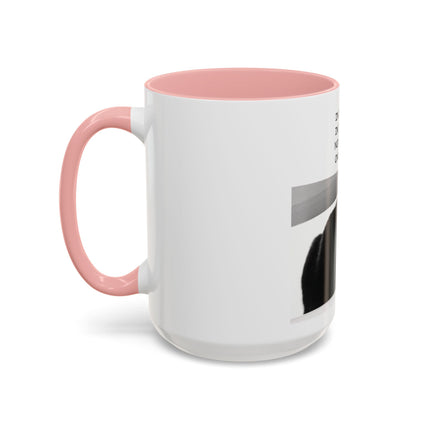 Black Cat Coffee Mug — “In the Here In the Now No Worries Only Meow” Accent Mug