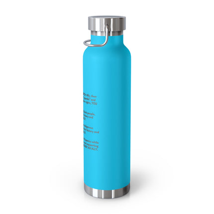 22oz Copper Vacuum Insulated Bottle – Blue Motivational Quote Design