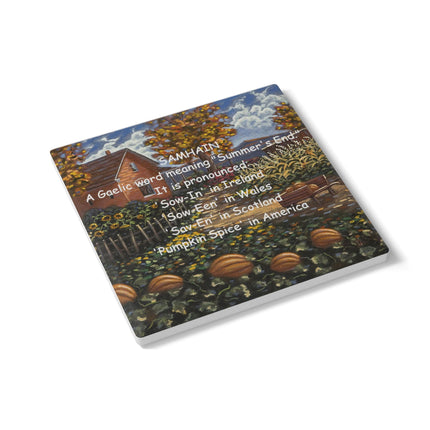 Samhain Ceramic Coaster - Autumn Harvest Design for Home Decor