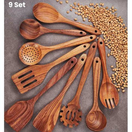 Teak Natural Thai Wood Tableware Spoon Ladle Turner Kitchen Tool Set-19