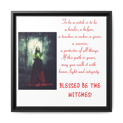 Blessed Be the Witches Framed Canvas Art — Witchy Inspirational Quote Wall Decor