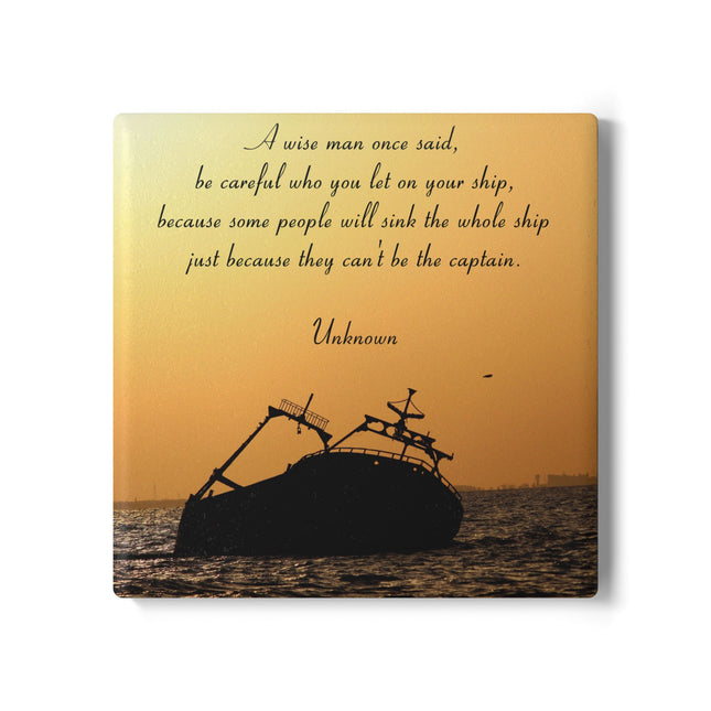 Inspirational Quote Ceramic Coaster – Nautical Theme Decor