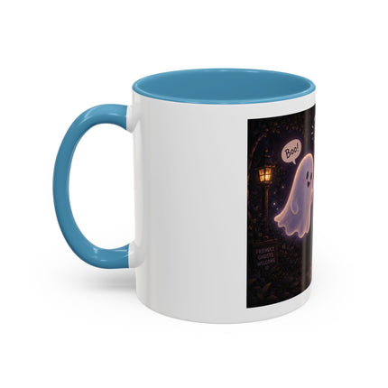 Halloween Ghost Coffee Mug — “Boo is just hello in ghost language” Accent Mug