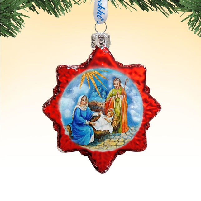 Nativity Snowflake Mercury Glass Ornament by G. DeBrekht - Nativity Holiday Decor - 772018-0