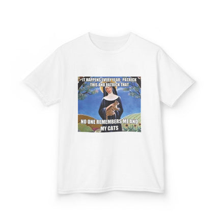 Funny Kids Cat Meme Tee – ‘No One Remembers Me and My Cats’