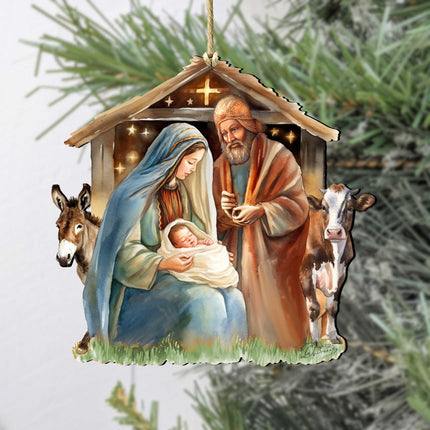 Born Under Bright Star Nativity Wooden Ornaments by G. DeBrekht Nativity Holiday Decor - 8611082-1