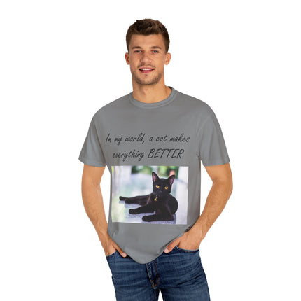 In My World Cat T-Shirt – Unisex Garment-Dyed Tee for Cat Lovers