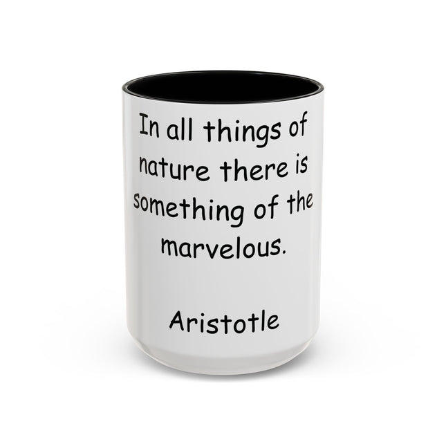 Aristotle Quote Accent Mug – 15oz Ceramic Cup on Nature & Wonder