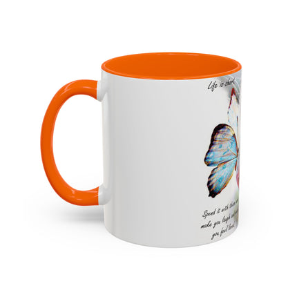 Inspirational Cat & Butterfly Accent Ceramic Mug - 11 oz