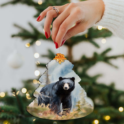 Alaskan Black Bear Tree Wooden Ornaments by G.Debrekht - Wildlife Holiday Decor - 870008-4