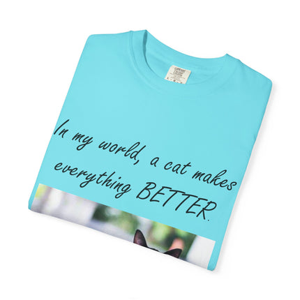 In My World Cat T-Shirt – Unisex Garment-Dyed Tee for Cat Lovers