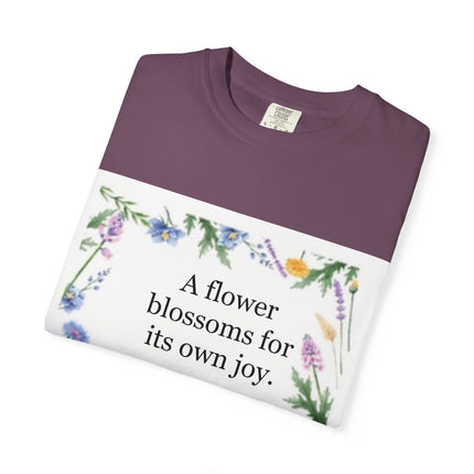 Oscar Wilde Floral Quote T-Shirt – "A Flower Blossoms for Its Own Joy"