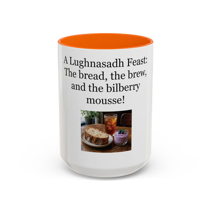 Lughnasadh Feast Mug — "The bread, the brew, and the bilberry mousse!" Accent Coffee Cup