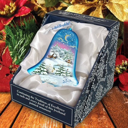 Winter Village Bell Glass Ornament by G. DeBrekht - Christmas Decor - 73141-3