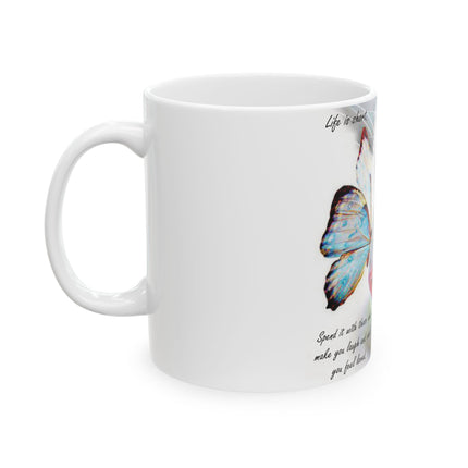 Life Is Short Cat Mug – 11oz Ceramic Cup for Love & Laughter