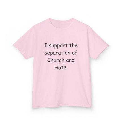 Kids Statement Tee – “Church and Hate” – Heavy Cotton Shirt