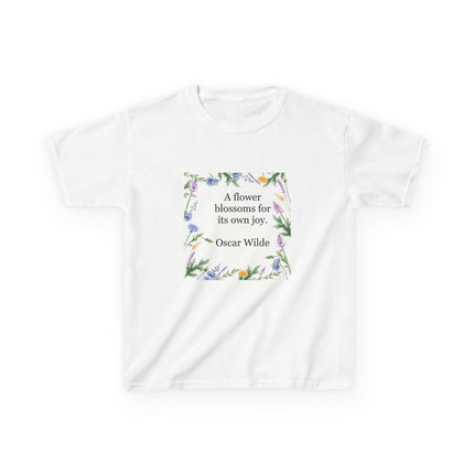 Kids T‑Shirt — "A flower blossoms for its own joy" Oscar Wilde Floral Quote