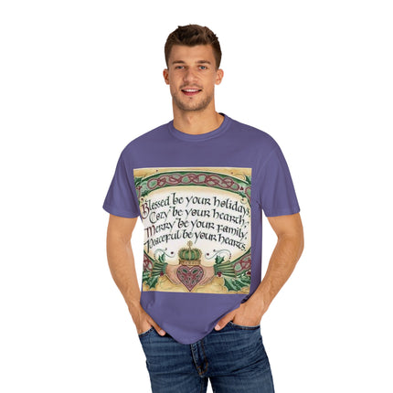 Blessed Be Your Holiday Tee – Celtic-Inspired Unisex Garment-Dyed