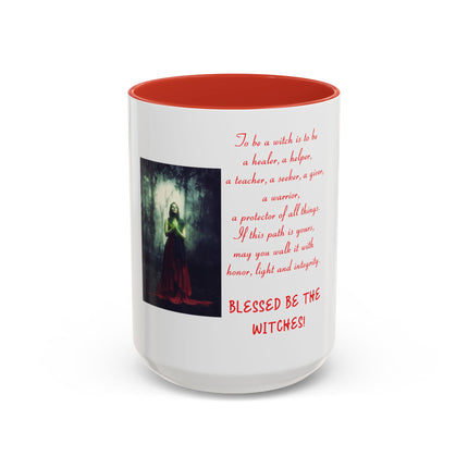 Blessed Be the Witches Accent Coffee Mug — Witchcraft Poem, Gothic Pagan Gift