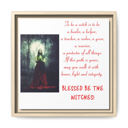 Blessed Be the Witches Framed Canvas Art — Witchy Inspirational Quote Wall Decor